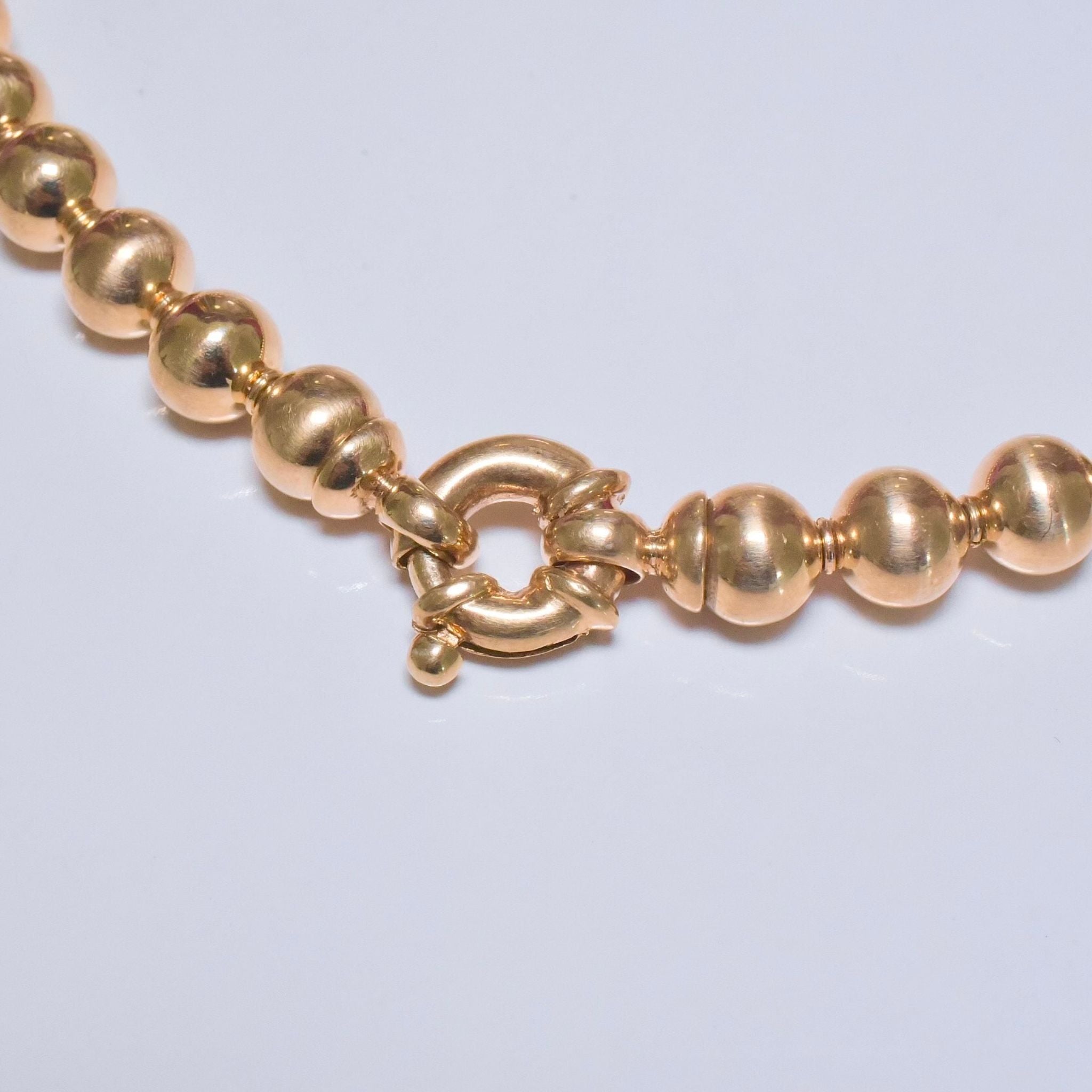 Superb Modern 9ct Yellow Gold Rondel Bead Necklace - 44 Grams