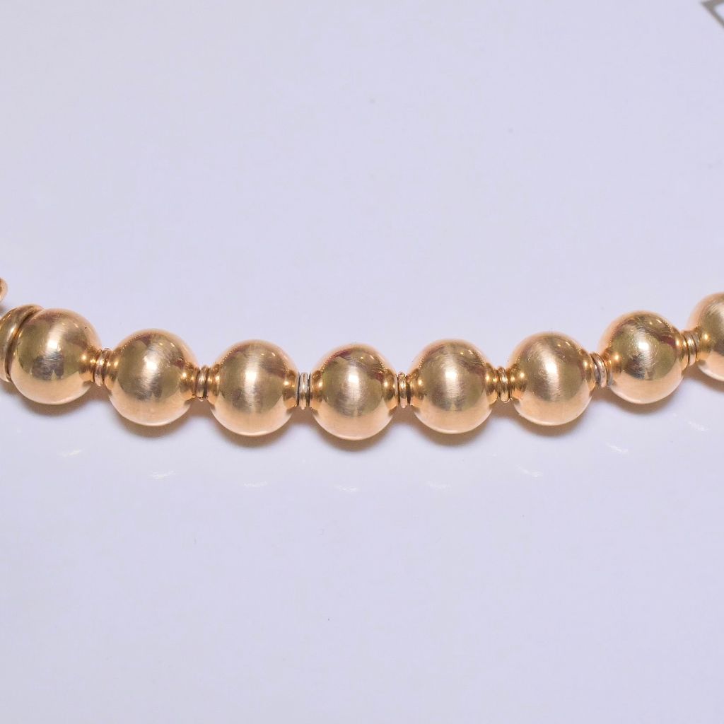 Superb Modern 9ct Yellow Gold Rondel Bead Necklace - 44 Grams