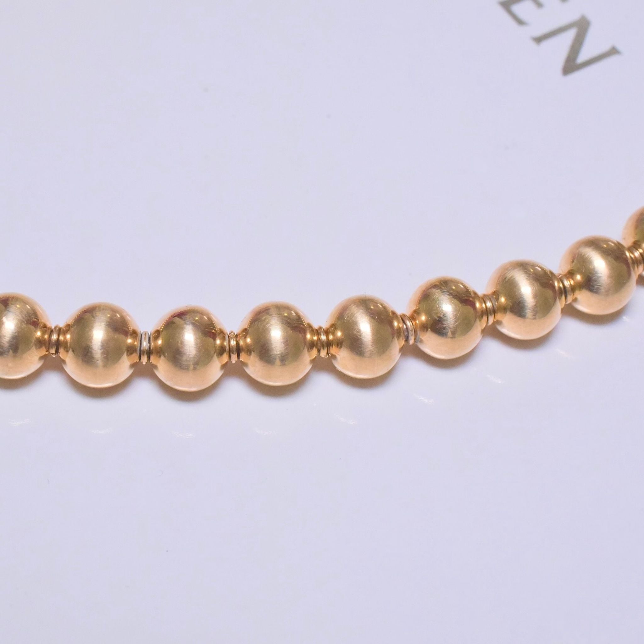 Superb Modern 9ct Yellow Gold Rondel Bead Necklace - 44 Grams