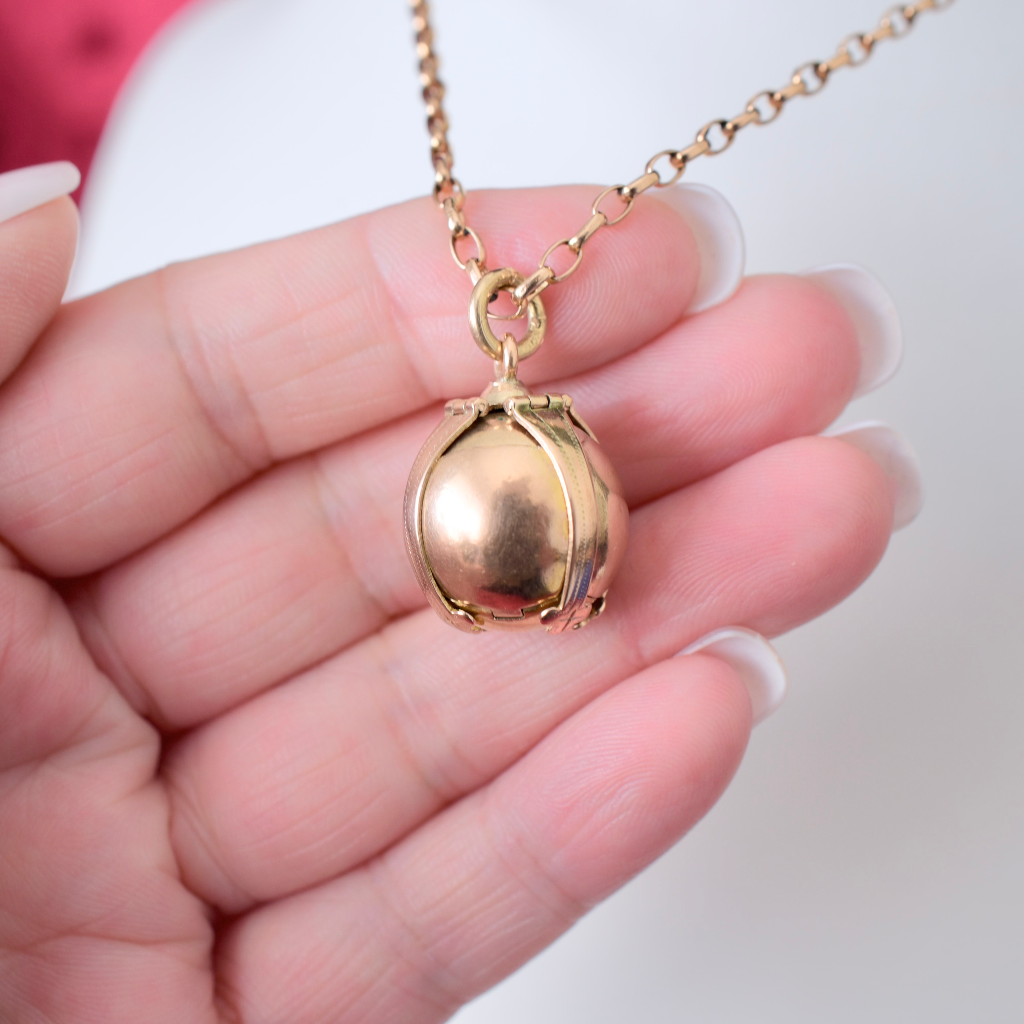 Antique British Masonic Orb Pendant 9ct Rose Gold And Silver 12.4 Grams