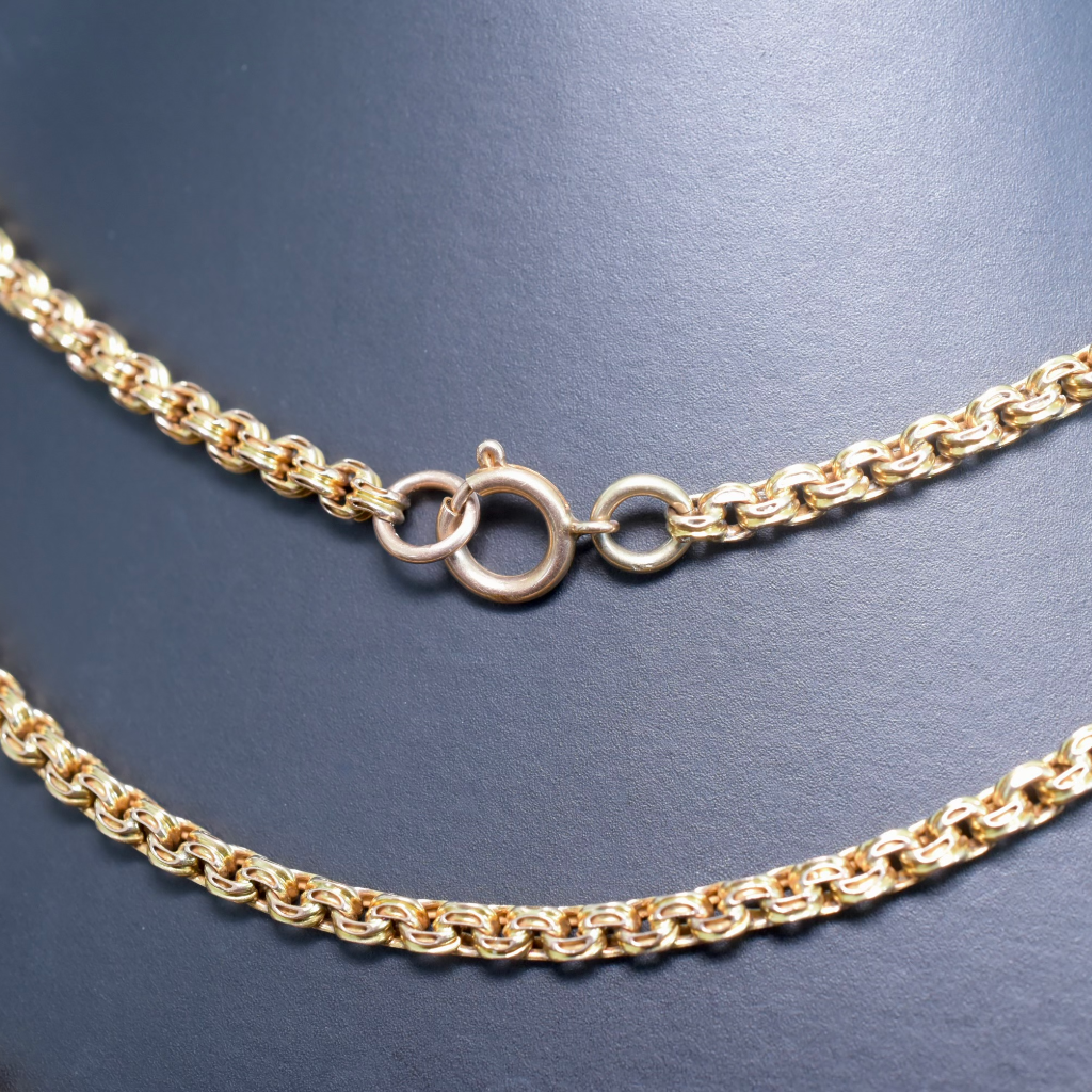 Antique Victorian 9ct Yellow Gold Long Guard Chain Circa 1900