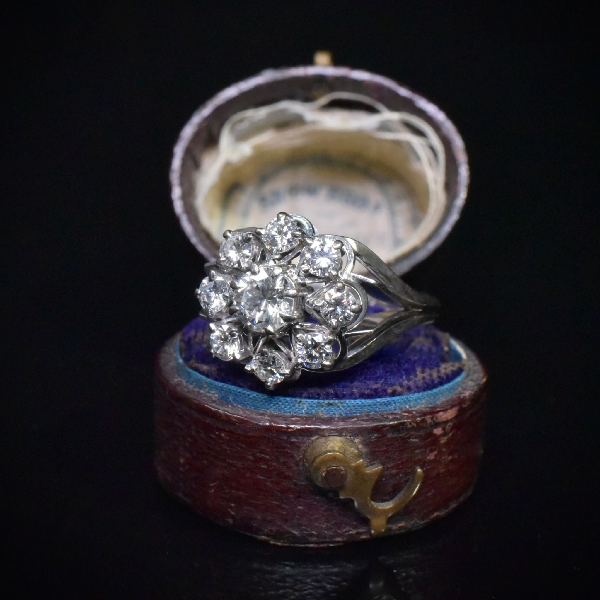 Vintage 18ct White Gold Diamond ‘Daisy’ Halo Cluster Circa 1940’s - 0.92ct