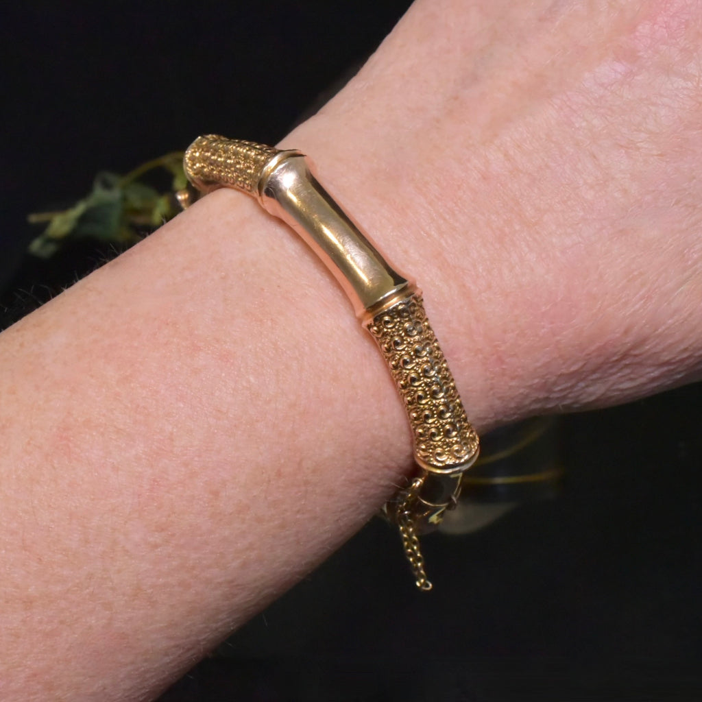 Antique Australian Edwardian 9ct Rose Gold ‘Bamboo’ Bangle By Willis and Sons Circa 1910