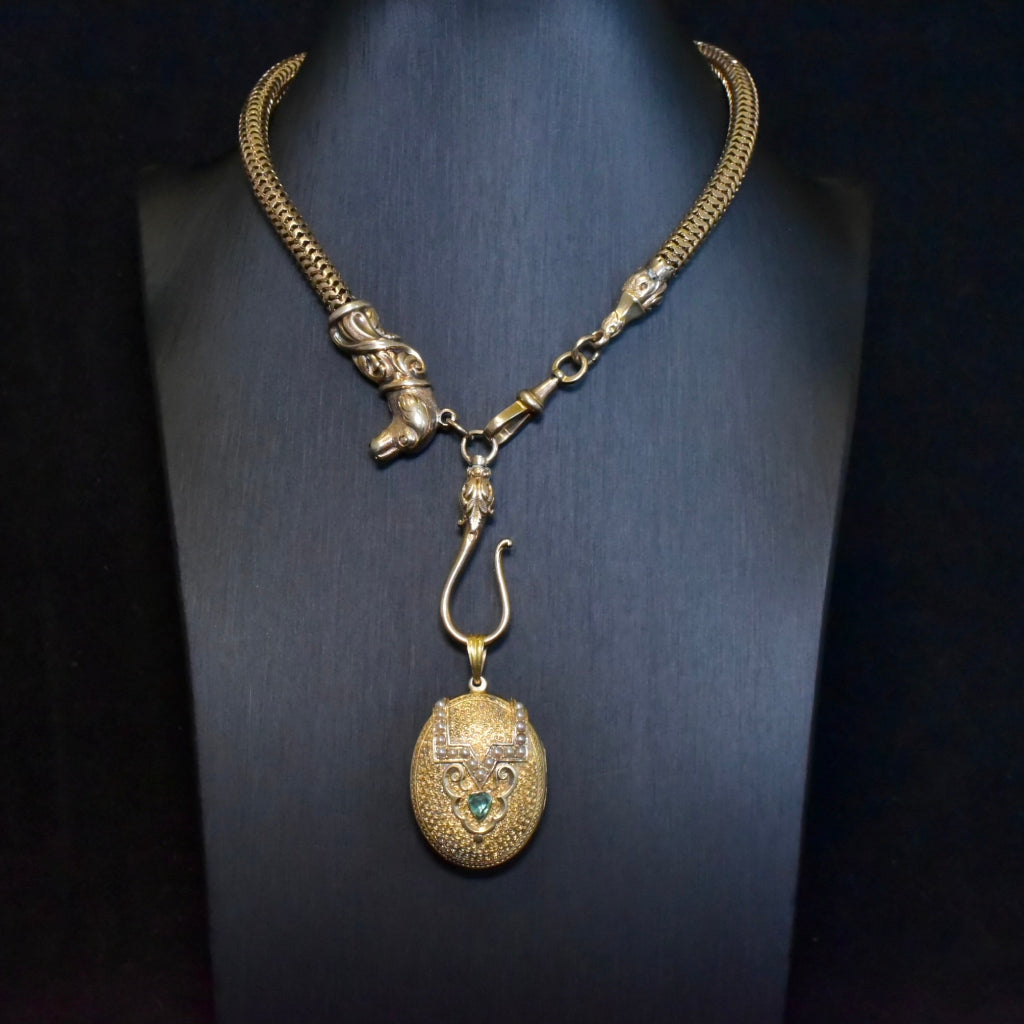 Antique Victorian 12ct Gold Emerald And Seed Pearl Locket Circa 1870’s Included in purchase a Valuation from 2009 for $4000 AUD