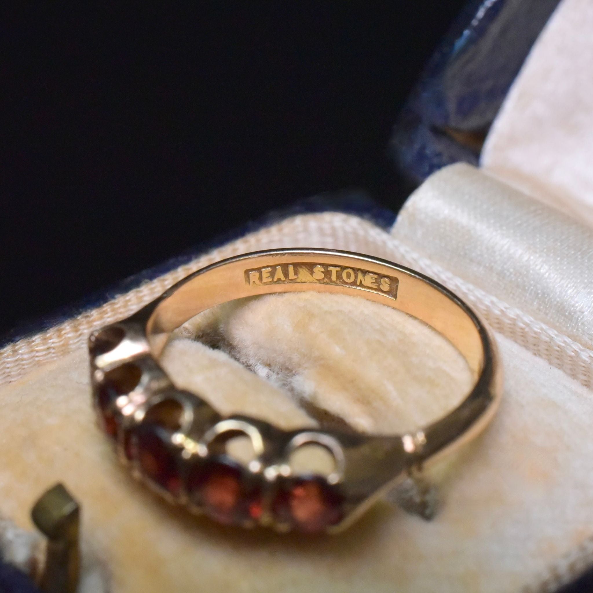 Antique Edwardian 15ct Rose Gold And Garnet Half Hoop Circa 1910-15
