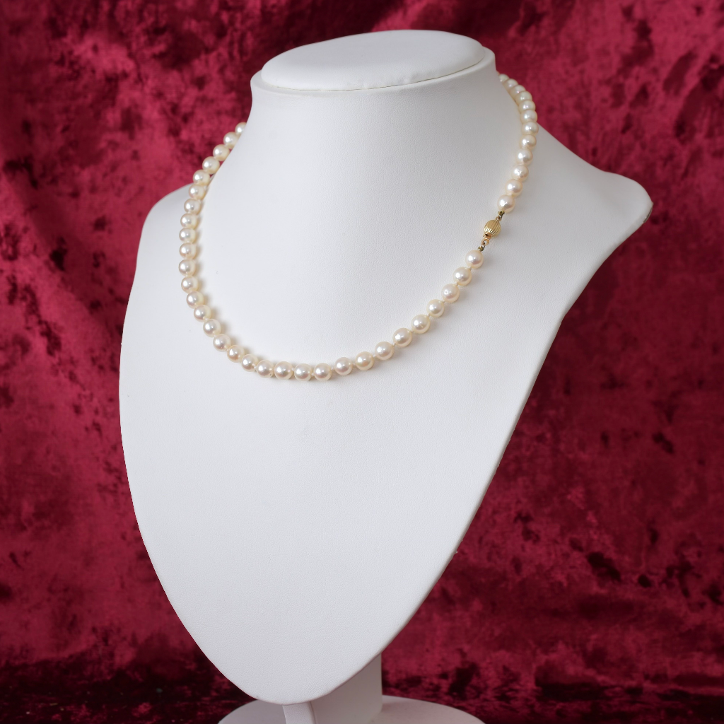 Modern 14ct Yellow Gold And Cultured Pearl ‘Princess’  Length - 48cm