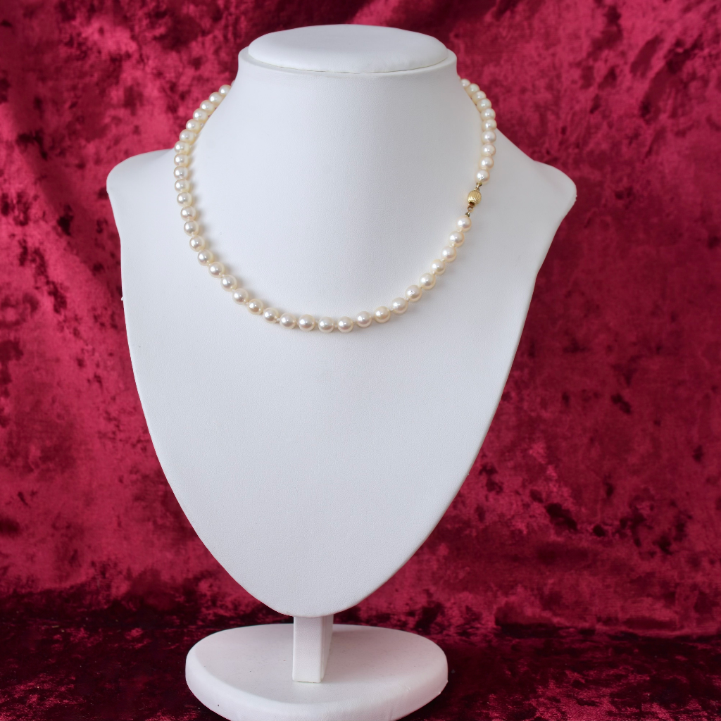 Modern 14ct Yellow Gold And Cultured Pearl ‘Princess’  Length - 48cm