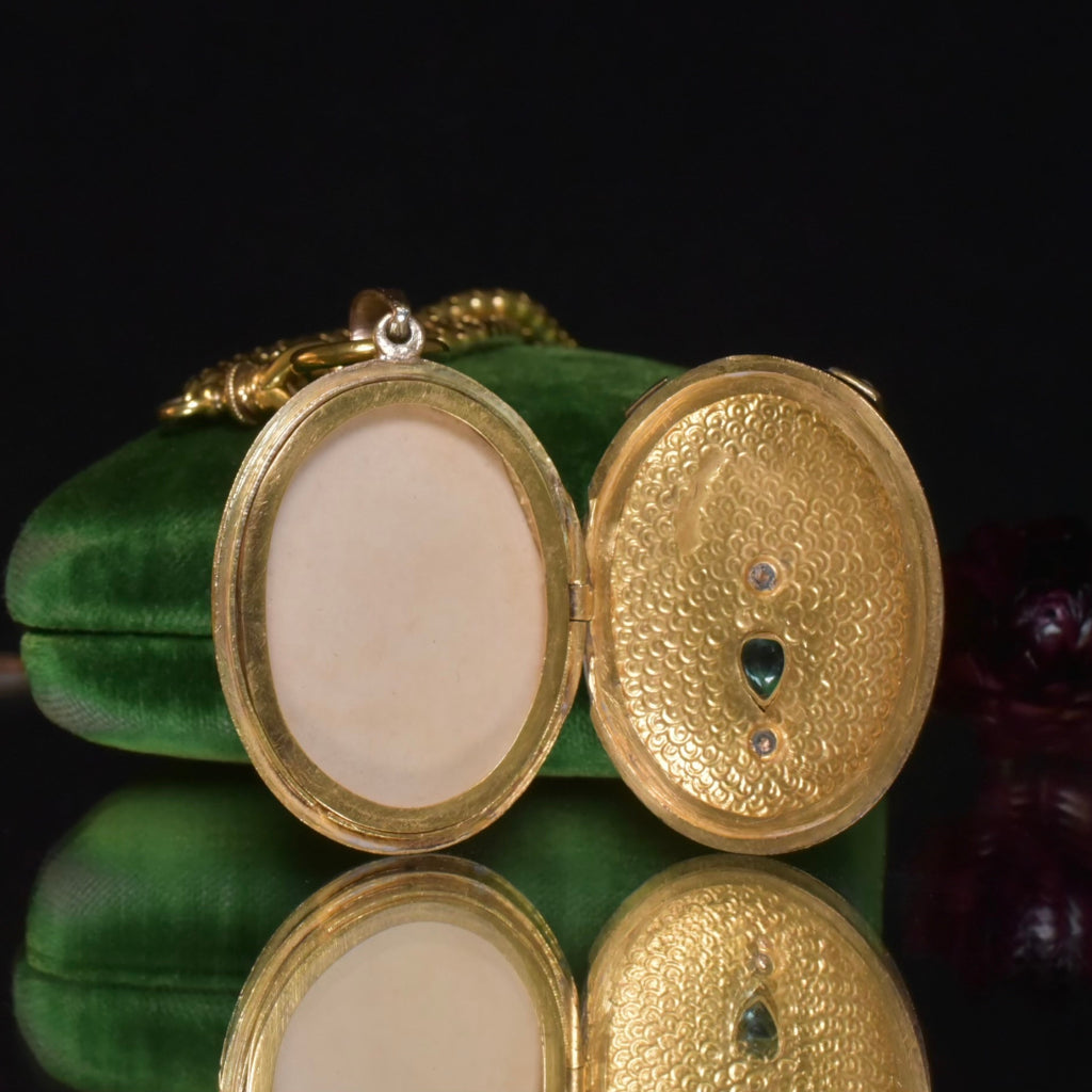 Antique Victorian 12ct Gold Emerald And Seed Pearl Locket Circa 1870’s Included in purchase a Valuation from 2009 for $4000 AUD