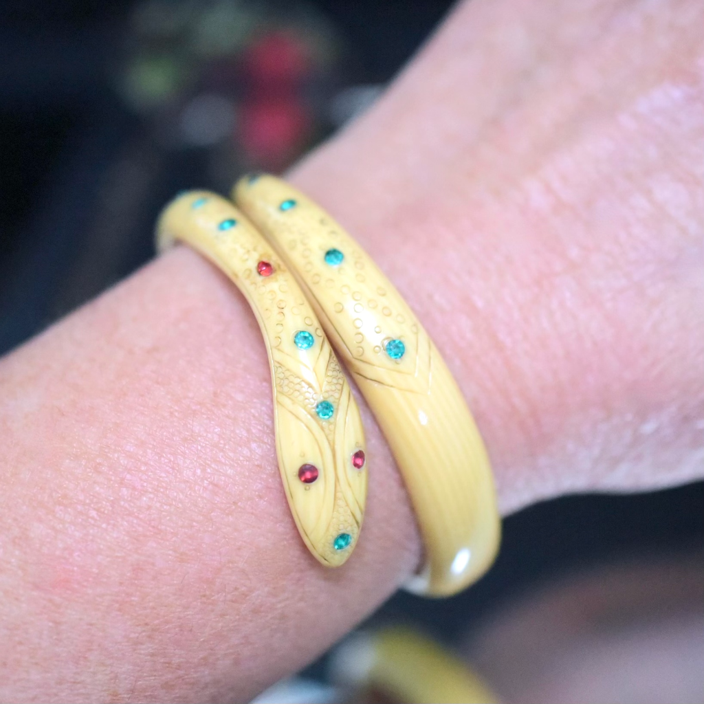 Antique Art Deco 1920’s Celluloid Snake Bangle