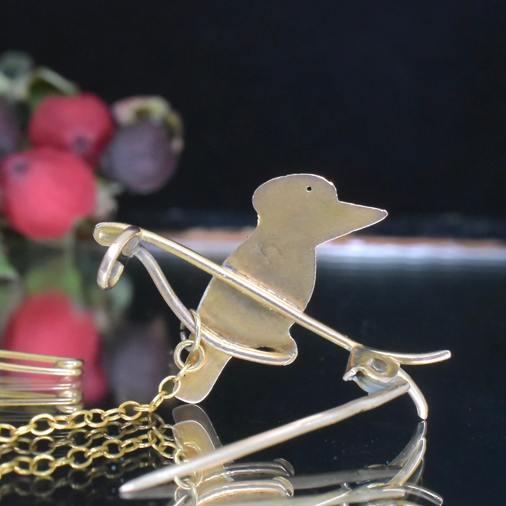 Antique Australian 9ct Rose Gold Kookaburra Brooch By Duggin And Shappere Circa 1910