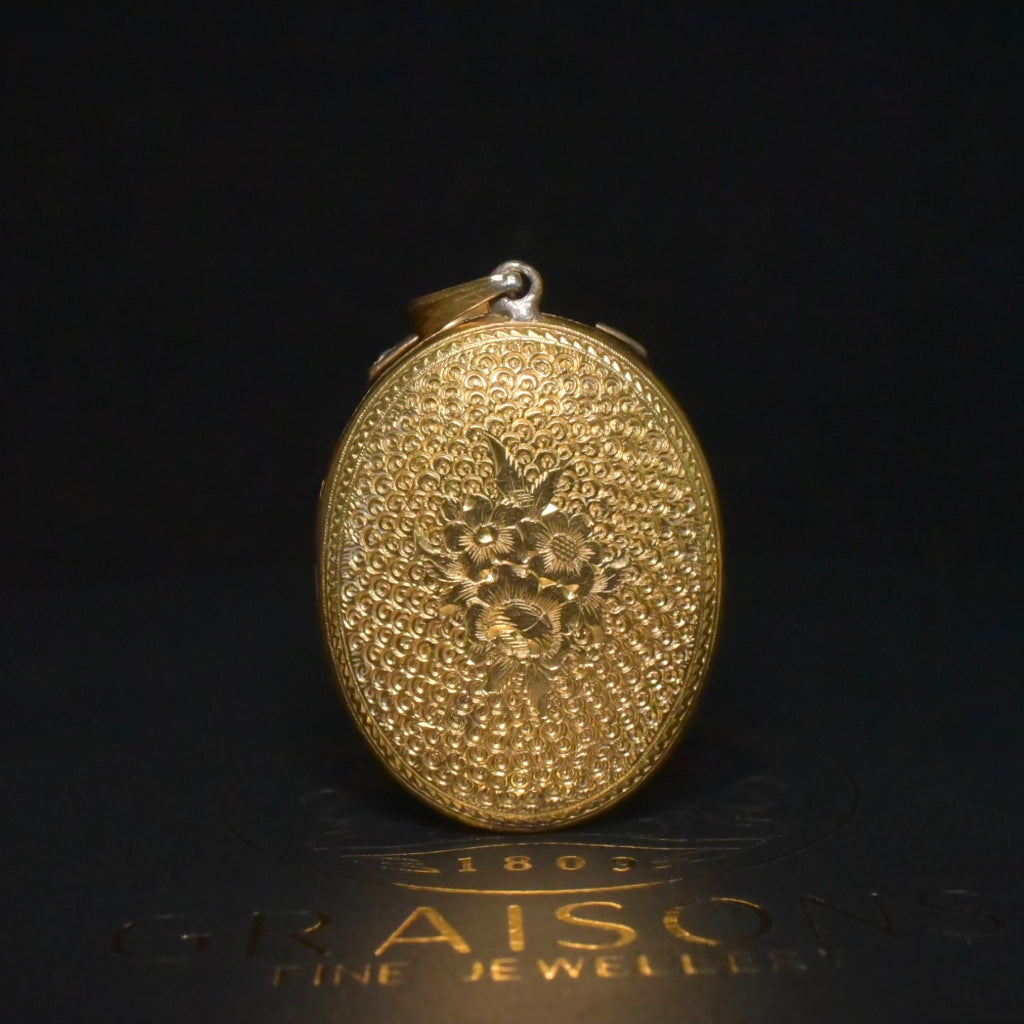 Antique Victorian 12ct Gold Emerald And Seed Pearl Locket Circa 1870’s Included in purchase a Valuation from 2009 for $4000 AUD