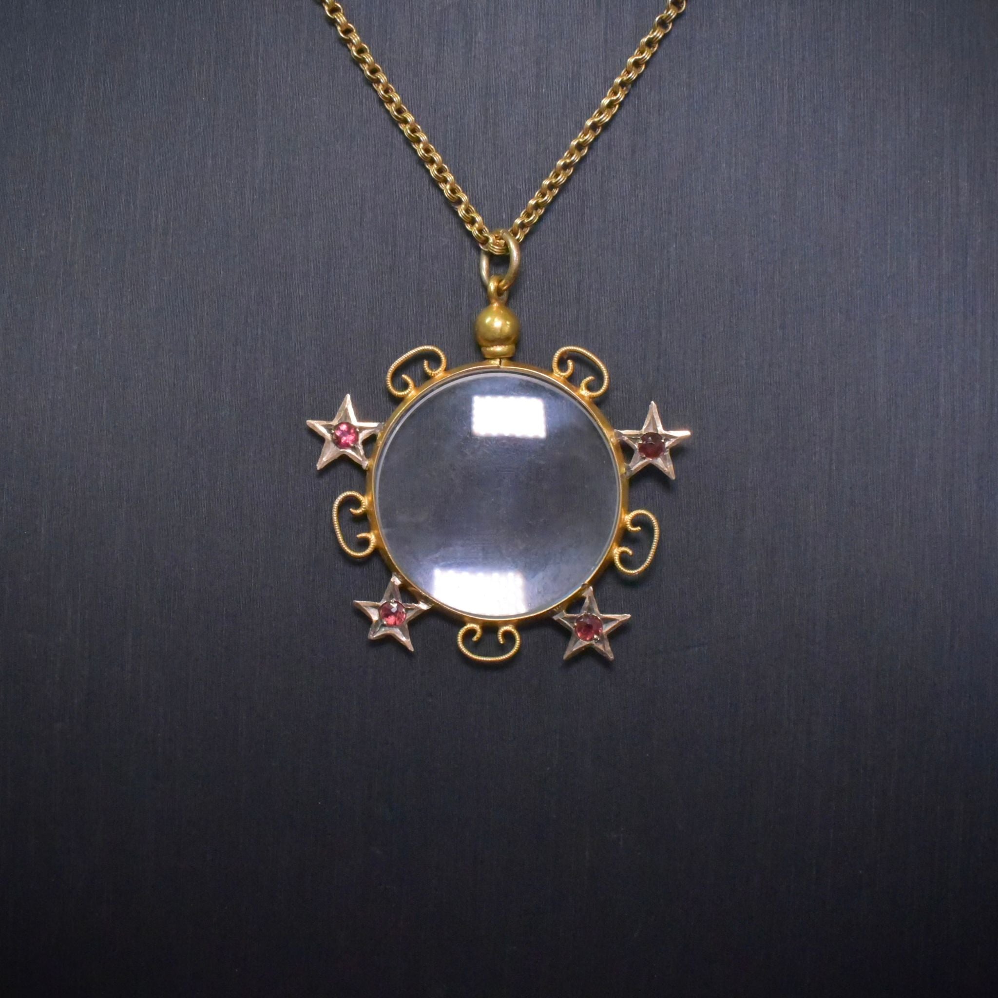 Antique Australian 15ct Gold And Garnet Double Sided Photo Locket Circa 1910 (By Robert Rollason)