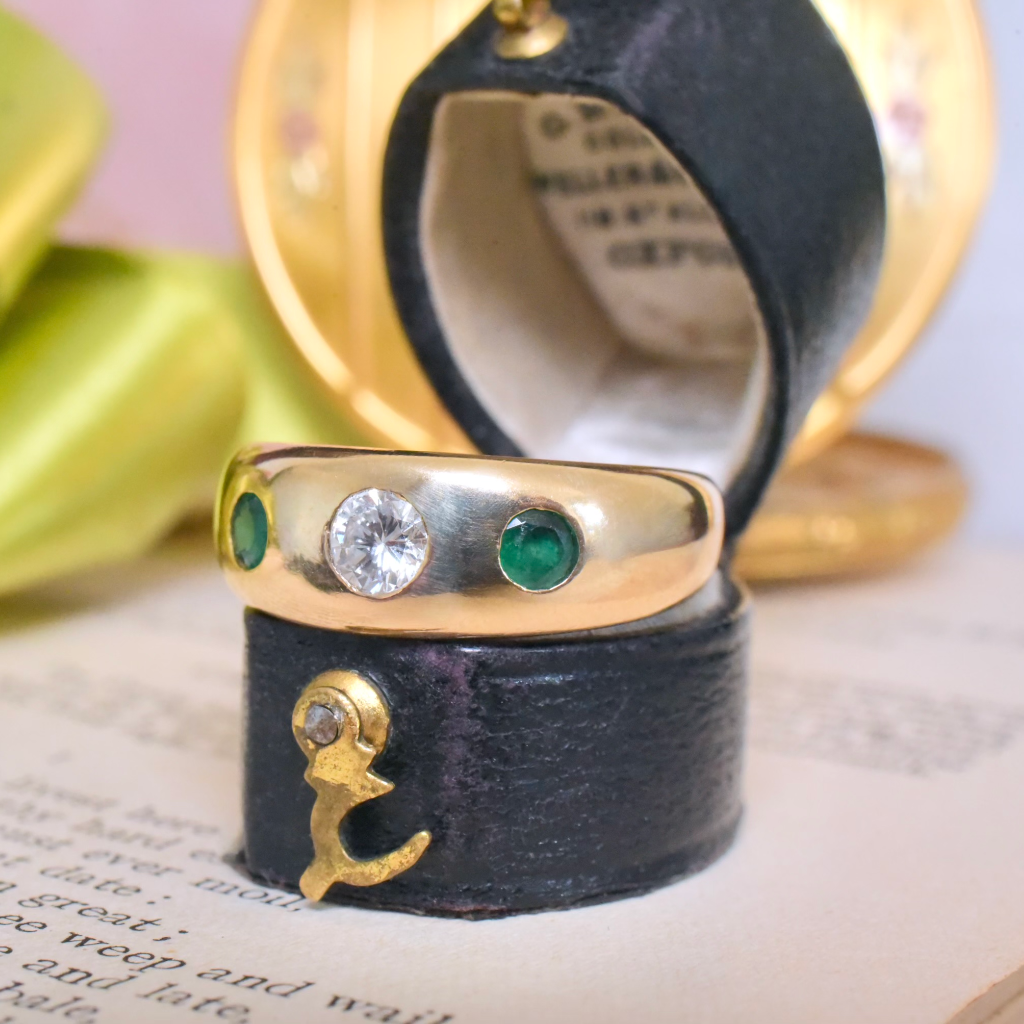 Contemporary 18ct Yellow Gold Diamond And Emerald Ring