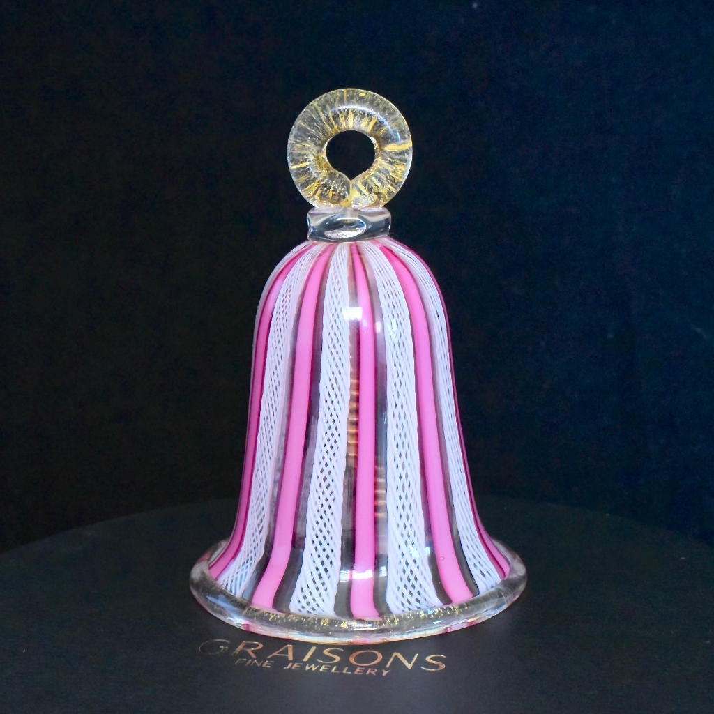 Italian Zanfirico Pink And White Glass ‘Ringing Bell’ - 1990