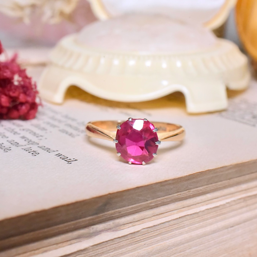 Estate 18ct Yellow Gold And Platinum Ruby Ring