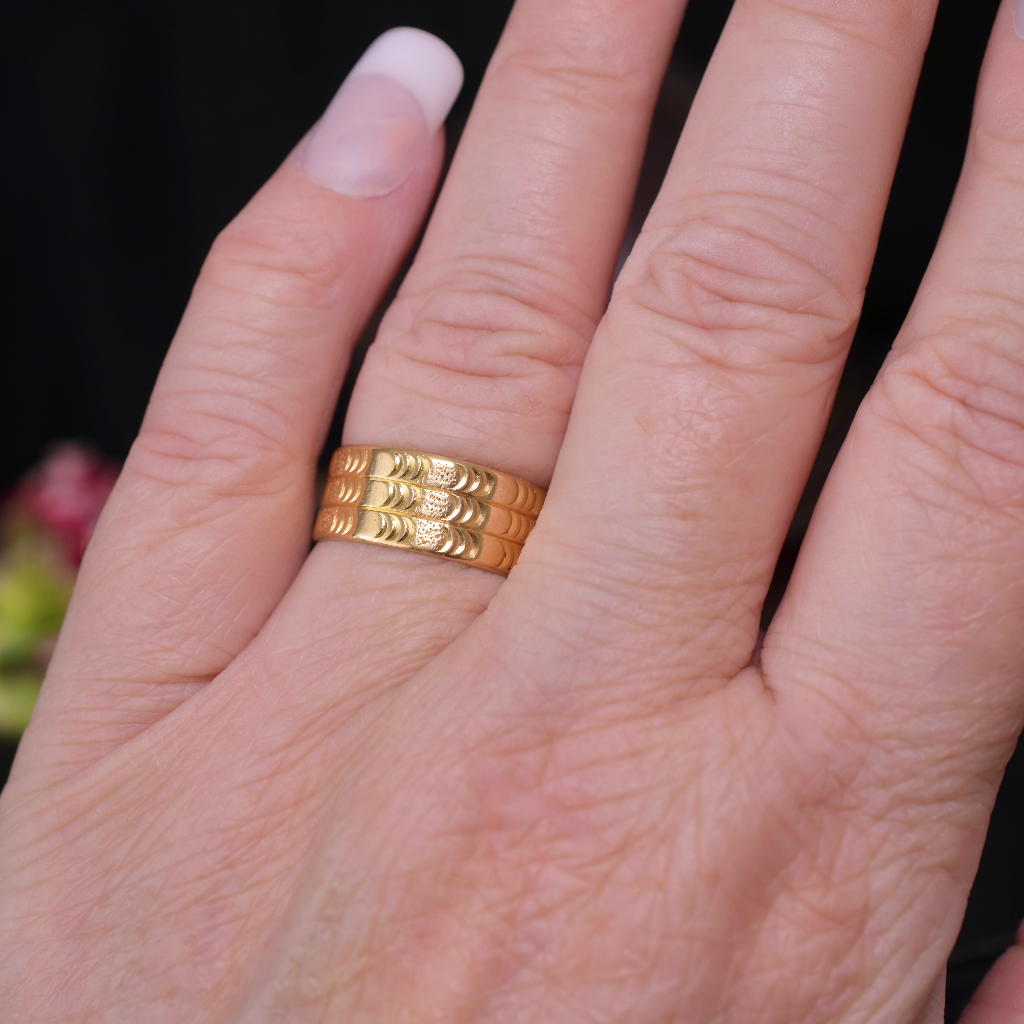 Vintage to Contemporary 22ct Yellow Gold Wide Patterned Ring