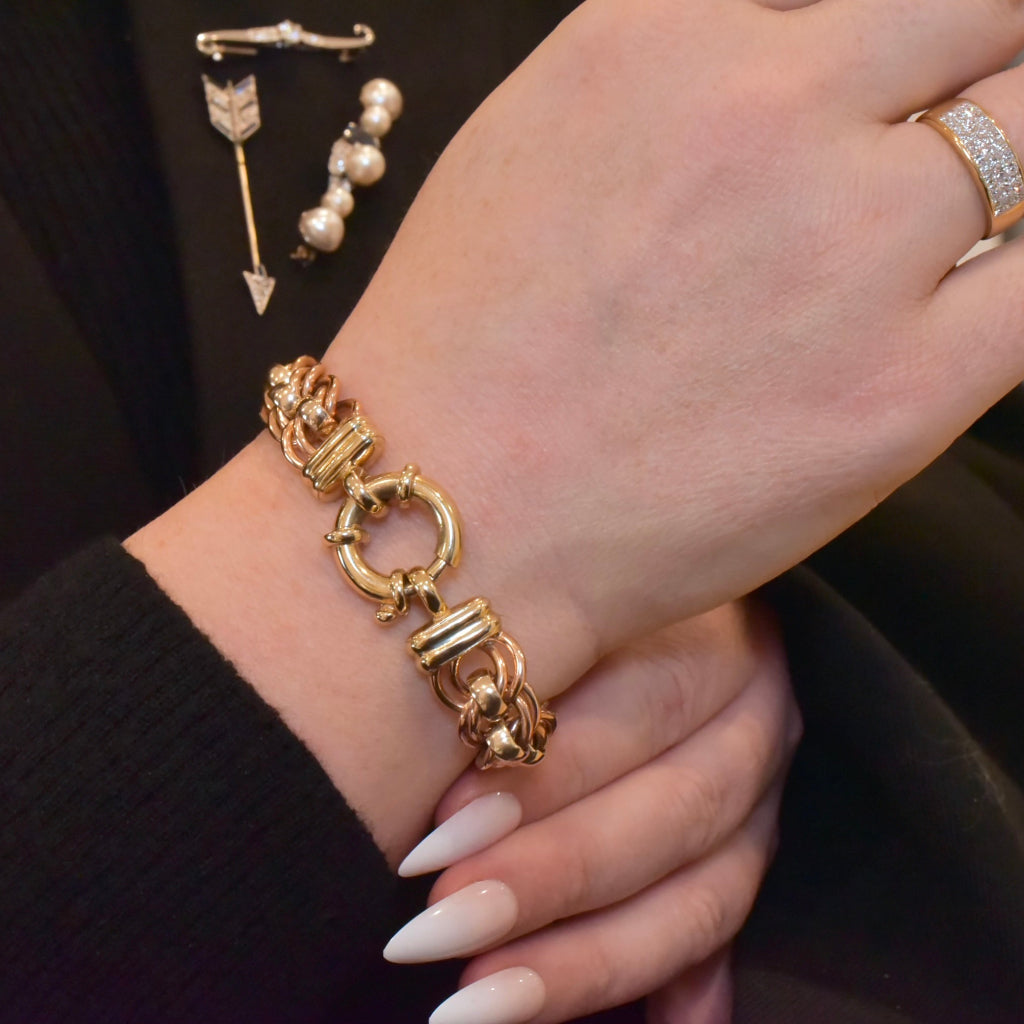 Contemporary Heavy Two-Toned Yellow And Rose Gold ‘Rollo’ Bracelet - 58 Grams