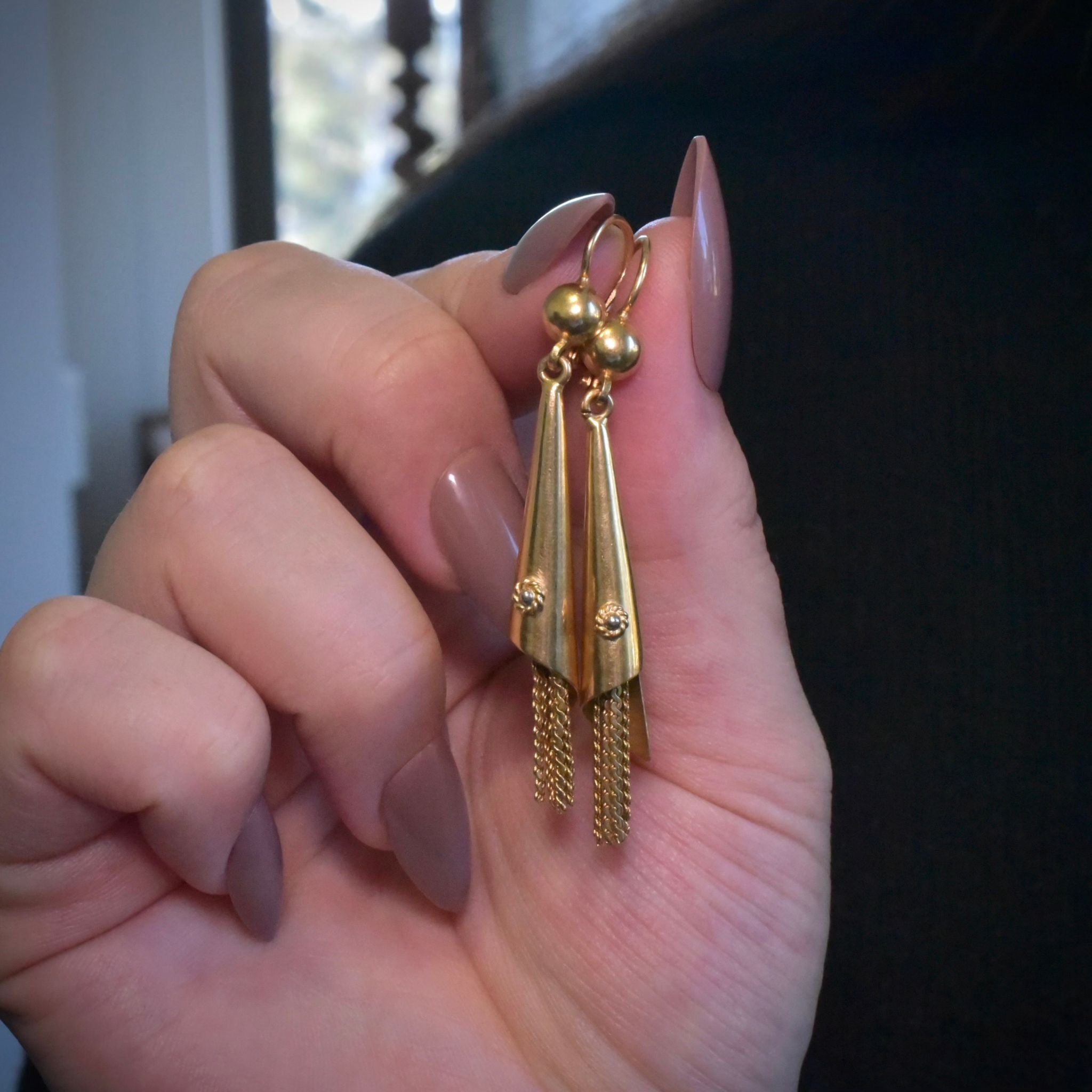 Superb 18ct Yellow Gold Tassel Earrings - 9.15 Grams