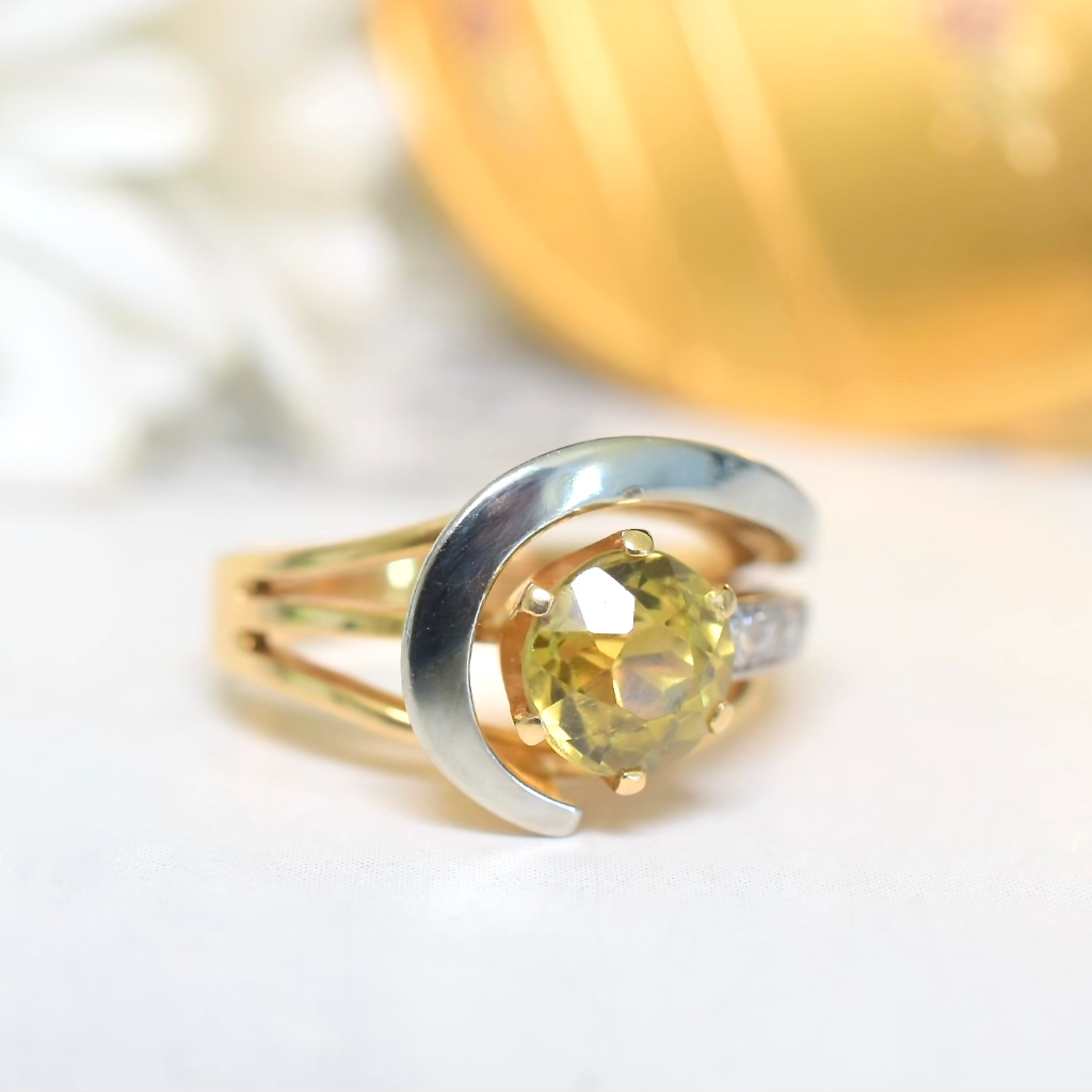 Modern 18ct Yellow Gold Yellow Sapphire And Diamond Ring