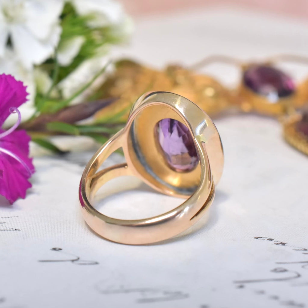 Antique Edwardian 15ct Rose Gold Amethyst And Pearl Ring Circa 1890 - 1910