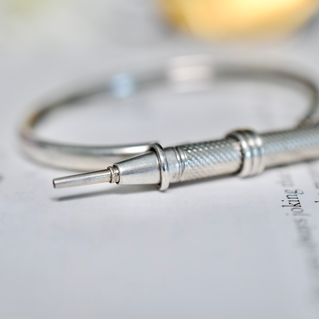 Antique Victorian Sterling Silver Propelling Pencil Bangle Circa 1900