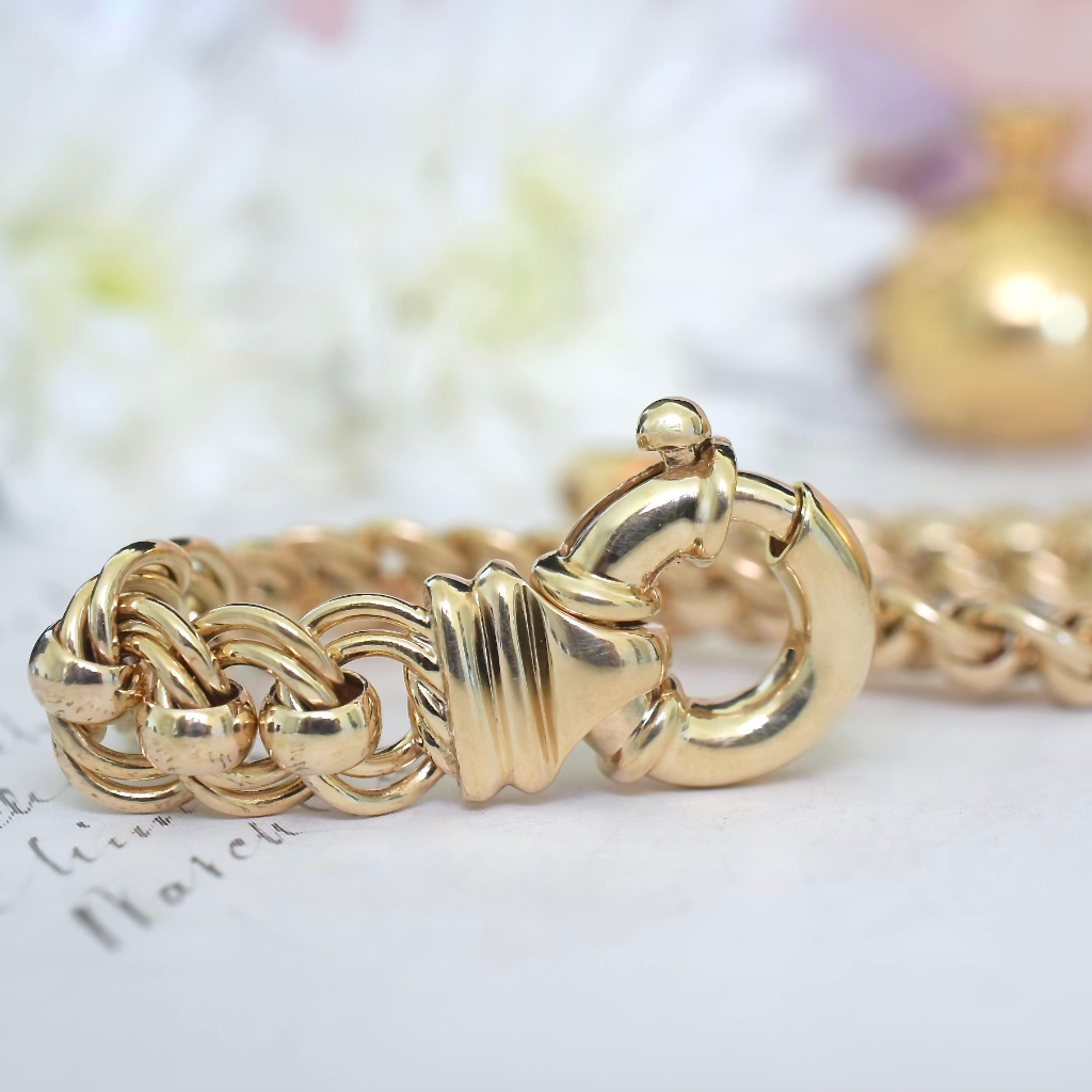 Stunning 9ct Yellow Gold Rollo Bracelet - 34 Grams