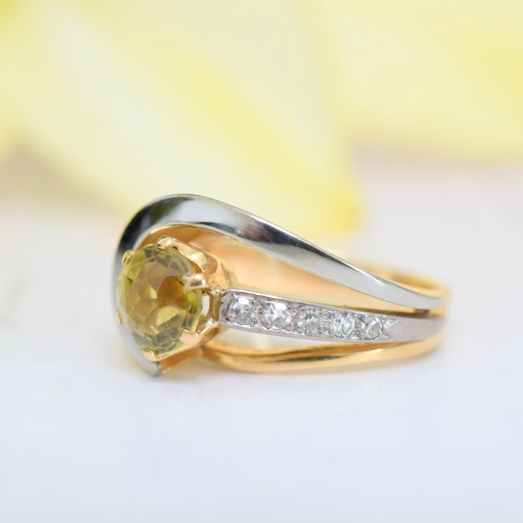 Modern 18ct Yellow Gold Yellow Sapphire And Diamond Ring