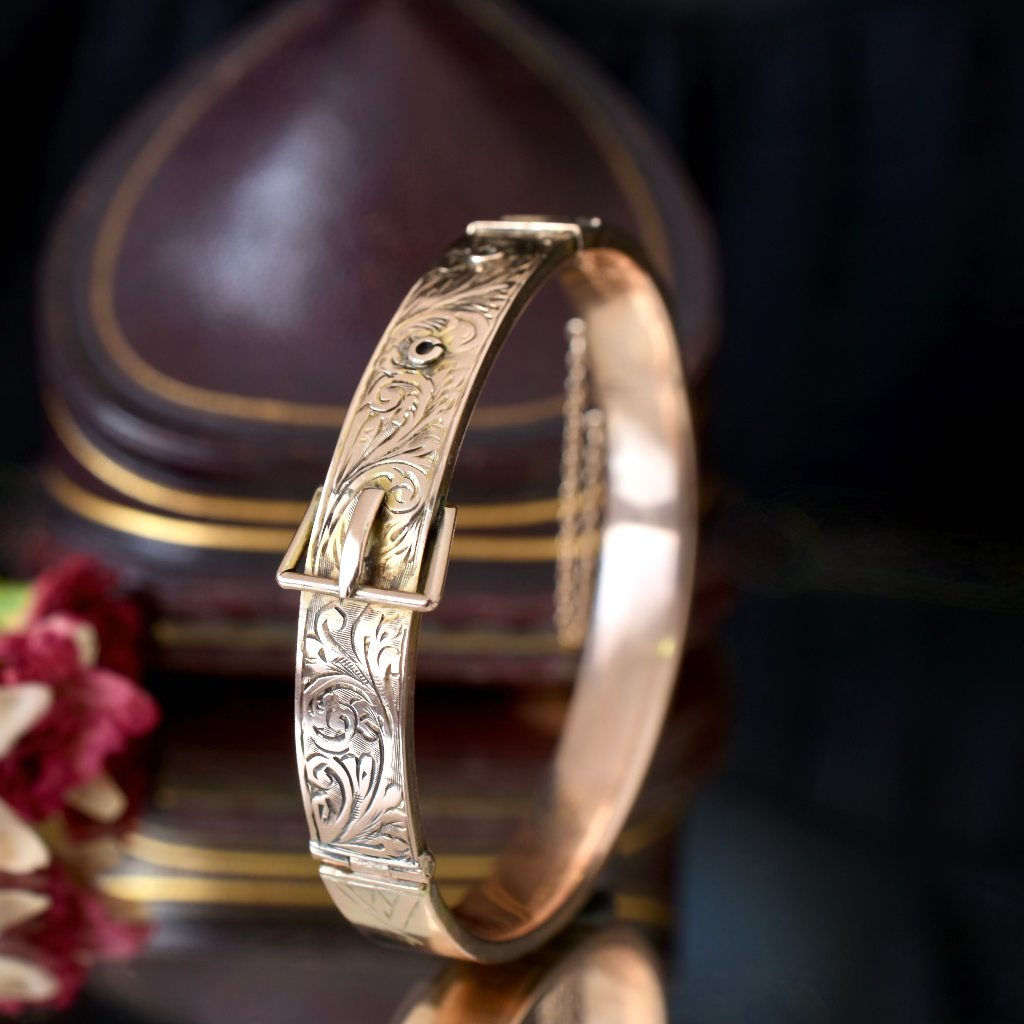 Antique 9ct Rose Gold Buckle Bangle - Birmingham 1916