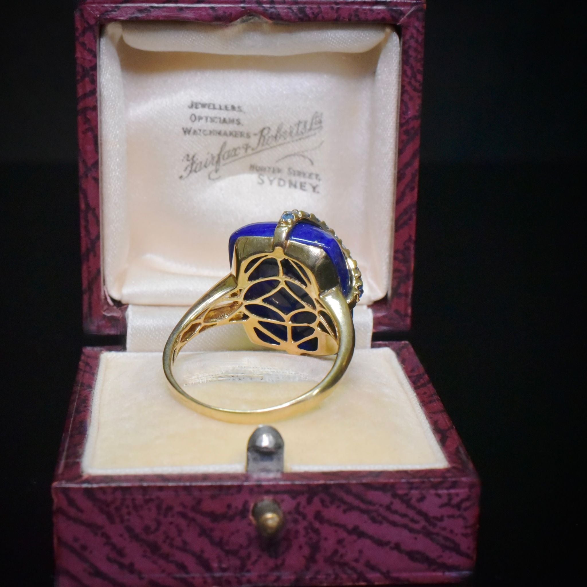 Contemporary 9ct Yellow Gold Lapis Lazuli And Natural Sapphire Ring