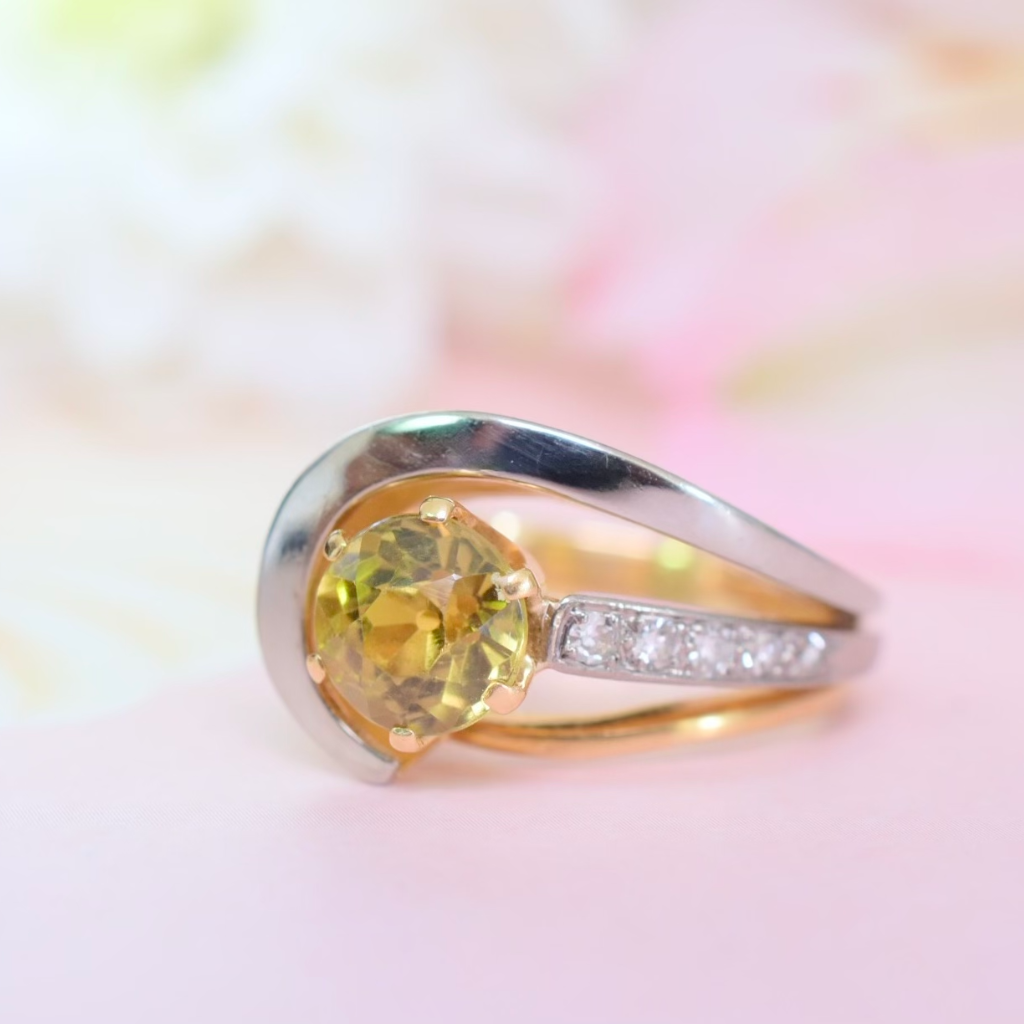 Modern 18ct Yellow Gold Yellow Sapphire And Diamond Ring