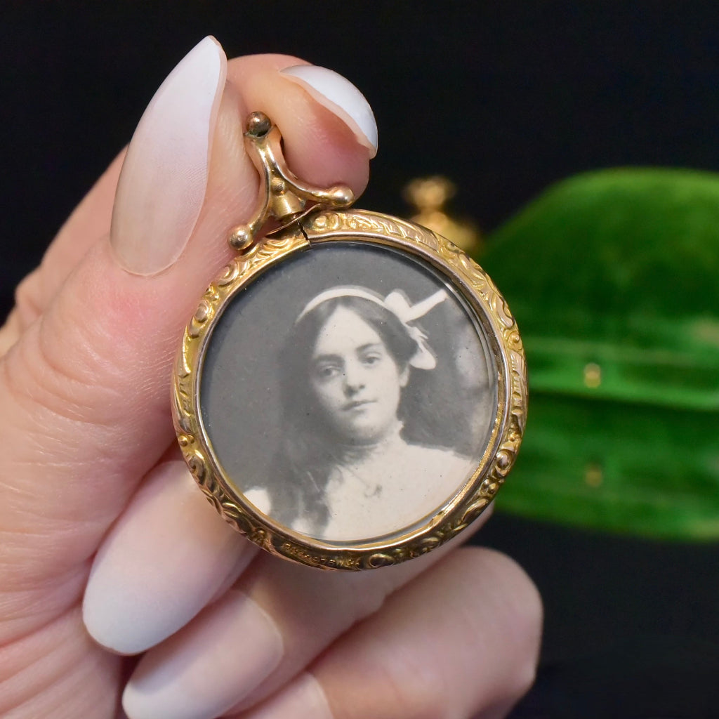 Antique Edwardian 9ct Rose Gold Double Sided Photo Locket Circa 1900