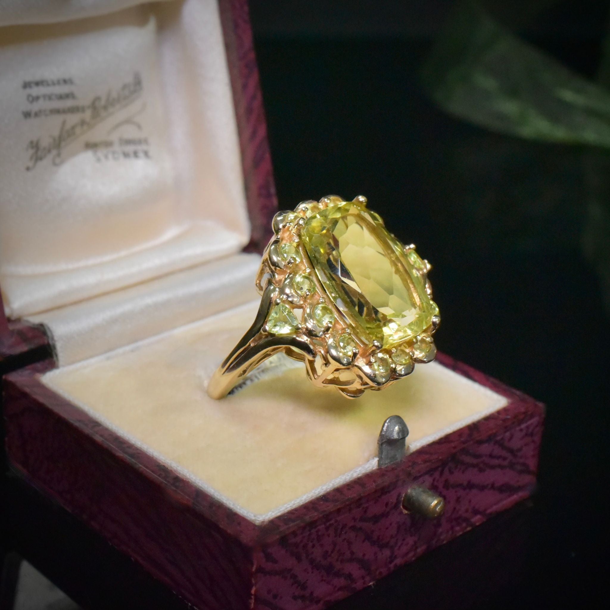 Contemporary 9ct Yellow Gold Lemon Quartz And Peridot Ring