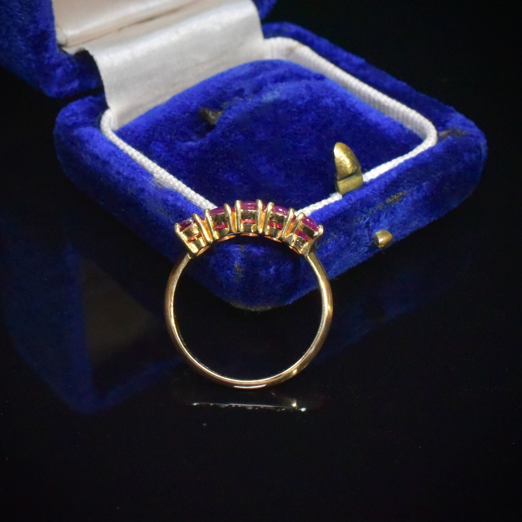Modern 18ct Yellow Gold Natural Ruby Five Stone Half Hoop Ring