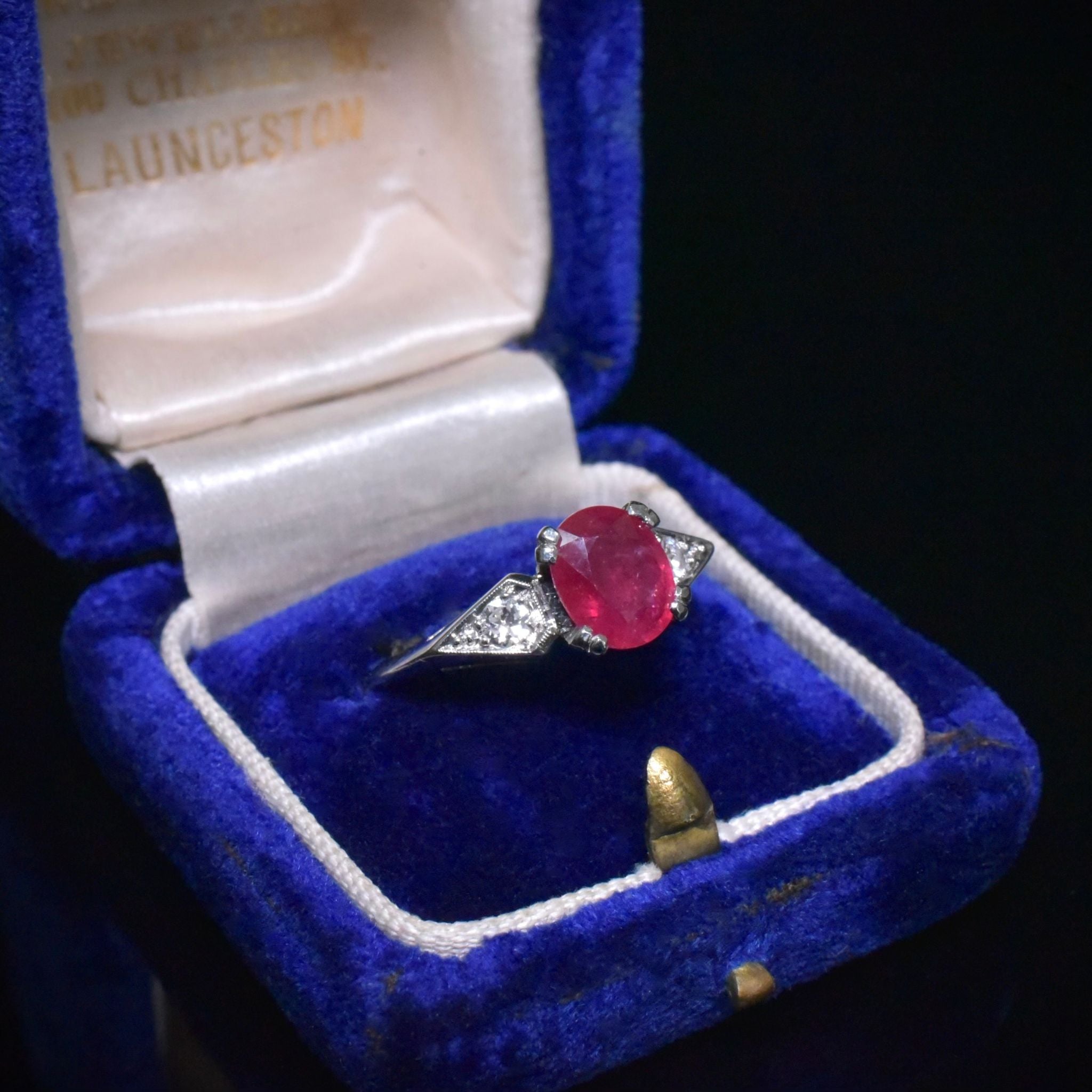 Estate Solid Platinum Ruby (1.40ct) And Diamond Ring Circa 1940’s Included In Purchase Insurance Valuation For $11,500 AUD
