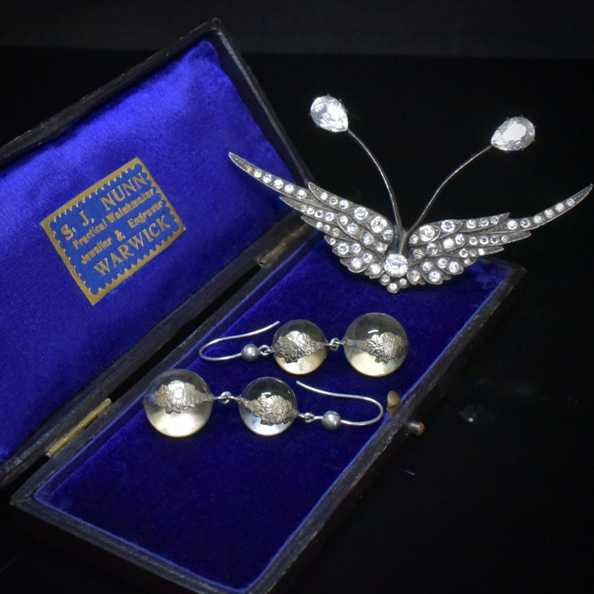 Antique Art Deco Silver ‘Pools Of Light’ Earrings Circa 1920’s