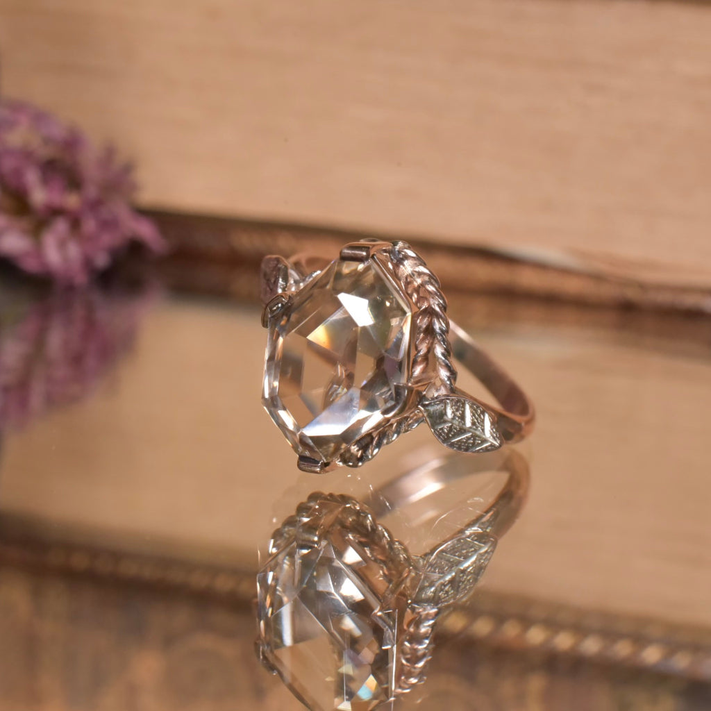 Vintage 9ct Rose Gold Natural Zircon Ring Circa 1940-50’s