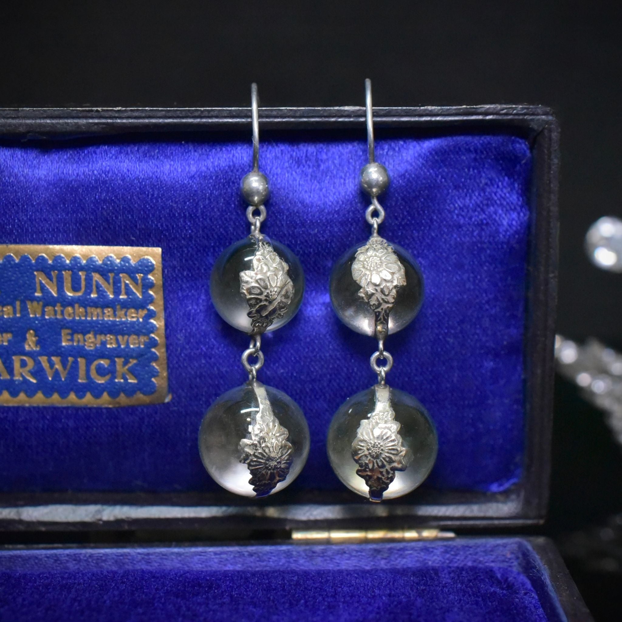 Antique Art Deco Silver ‘Pools Of Light’ Earrings Circa 1920’s