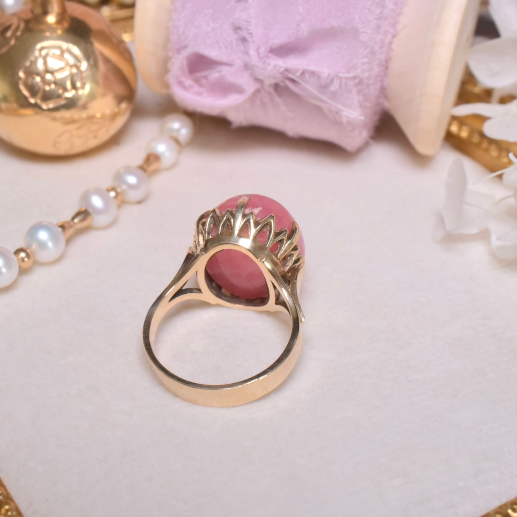Vintage 9ct Yellow Gold And Rhodochrosite Ring