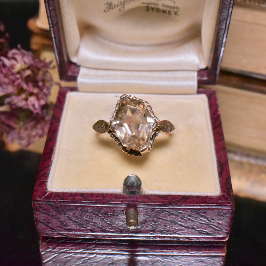 Vintage 9ct Rose Gold Natural Zircon Ring Circa 1940-50’s