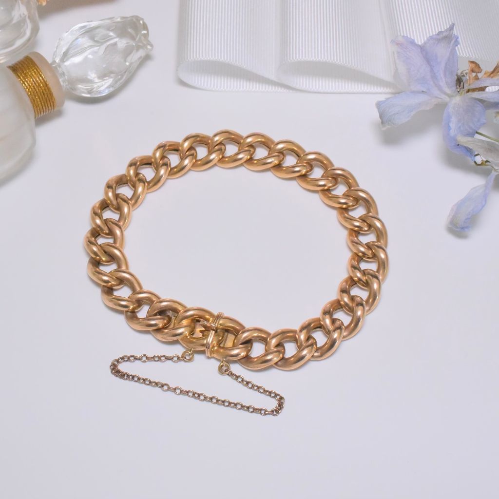 Superb Antique 15ct Rose Gold Curb-Link Bracelet Circa 1915-20