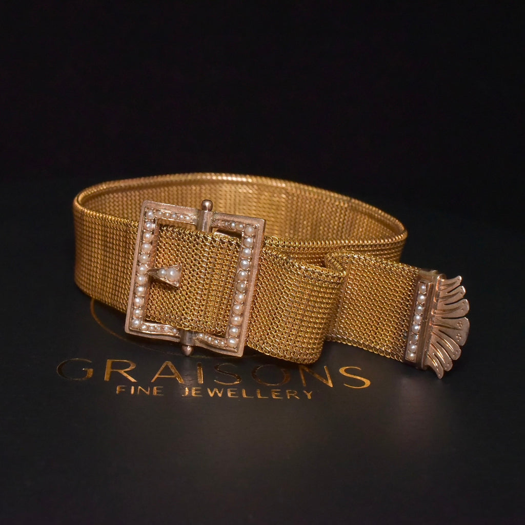 Superb Antique Victorian ‘REGARD’ 15ct Yellow (And Rose) Gold Buckle Bracelet Circa 1890’s