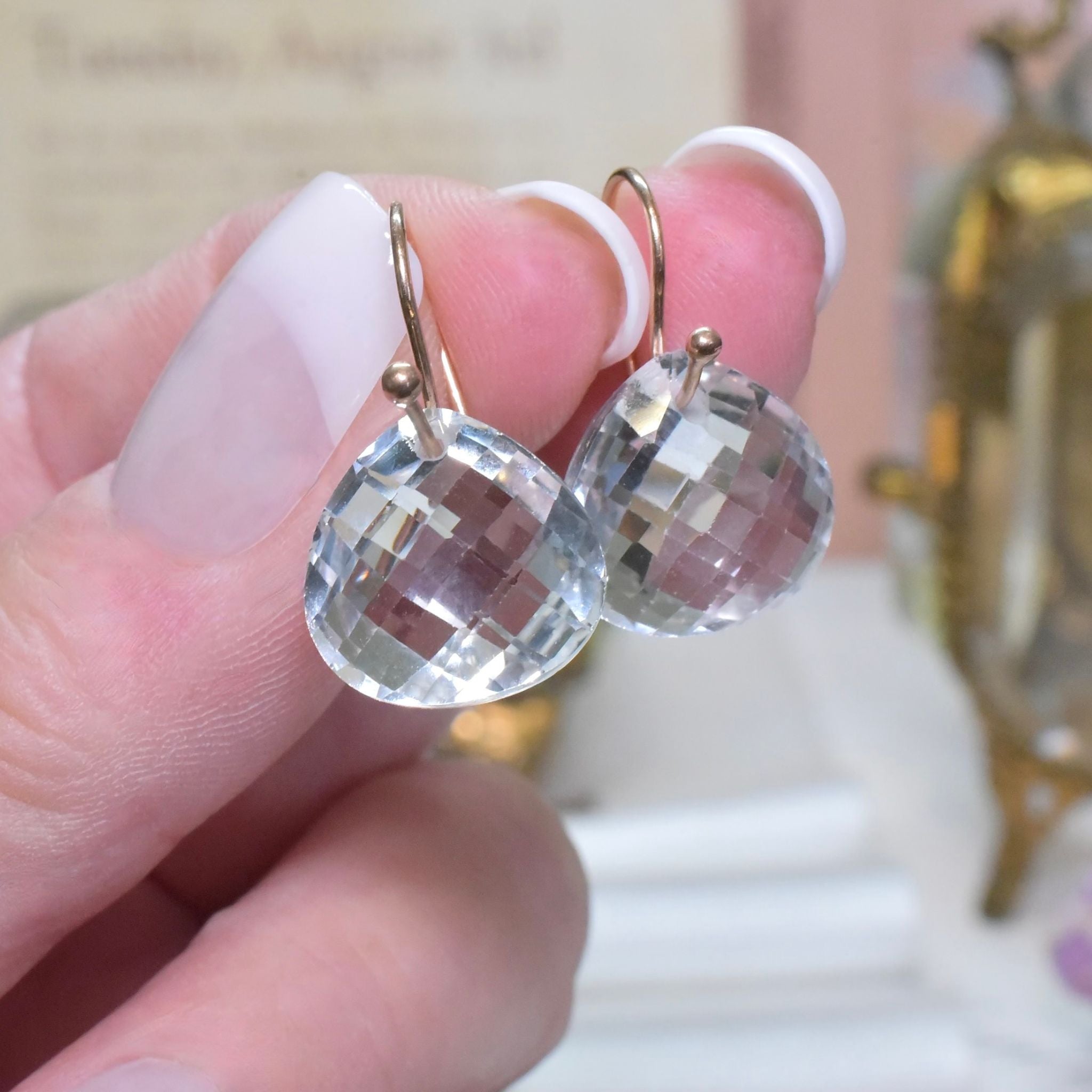 Contemporary Contemporary 9ct Rose Gold And Tear-Drop Topaz Earrings
