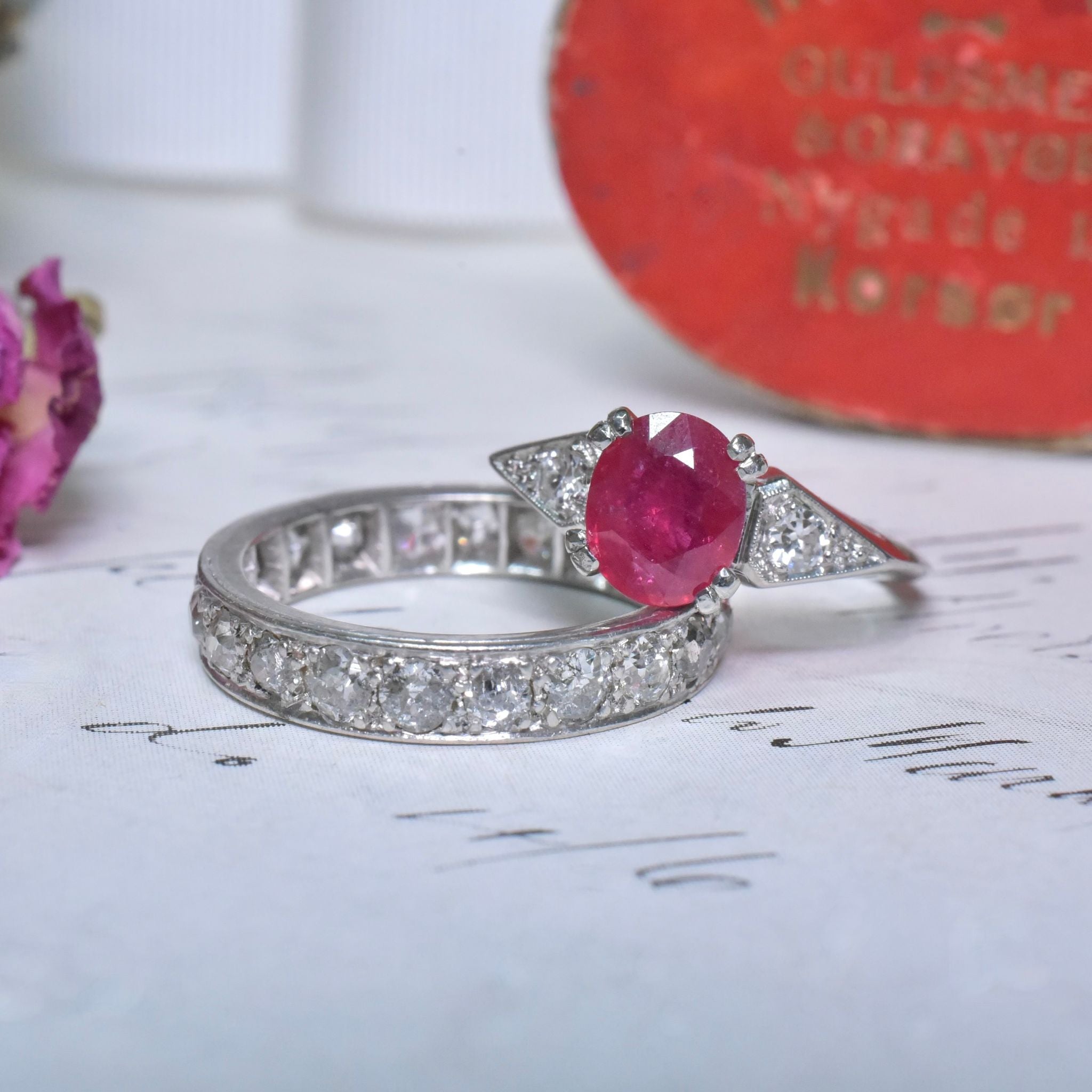 Estate Solid Platinum Ruby (1.40ct) And Diamond Ring Circa 1940’s Included In Purchase Insurance Valuation For $11,500 AUD