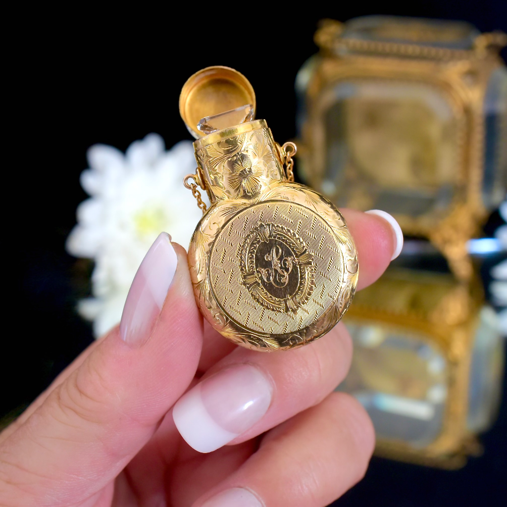 Antique Edwardian 14ct Gold Chatelaine Perfume Case And Bottle