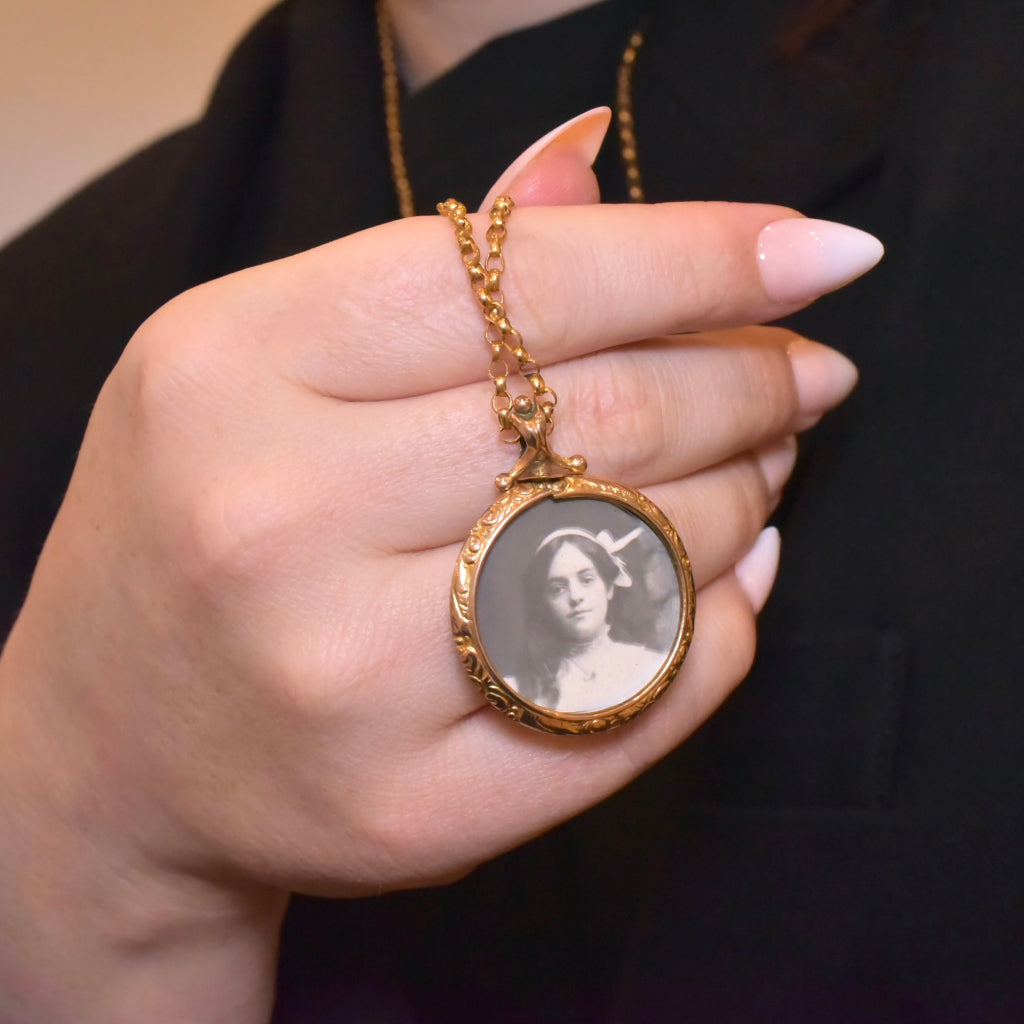 Antique Edwardian 9ct Rose Gold Double Sided Photo Locket Circa 1900