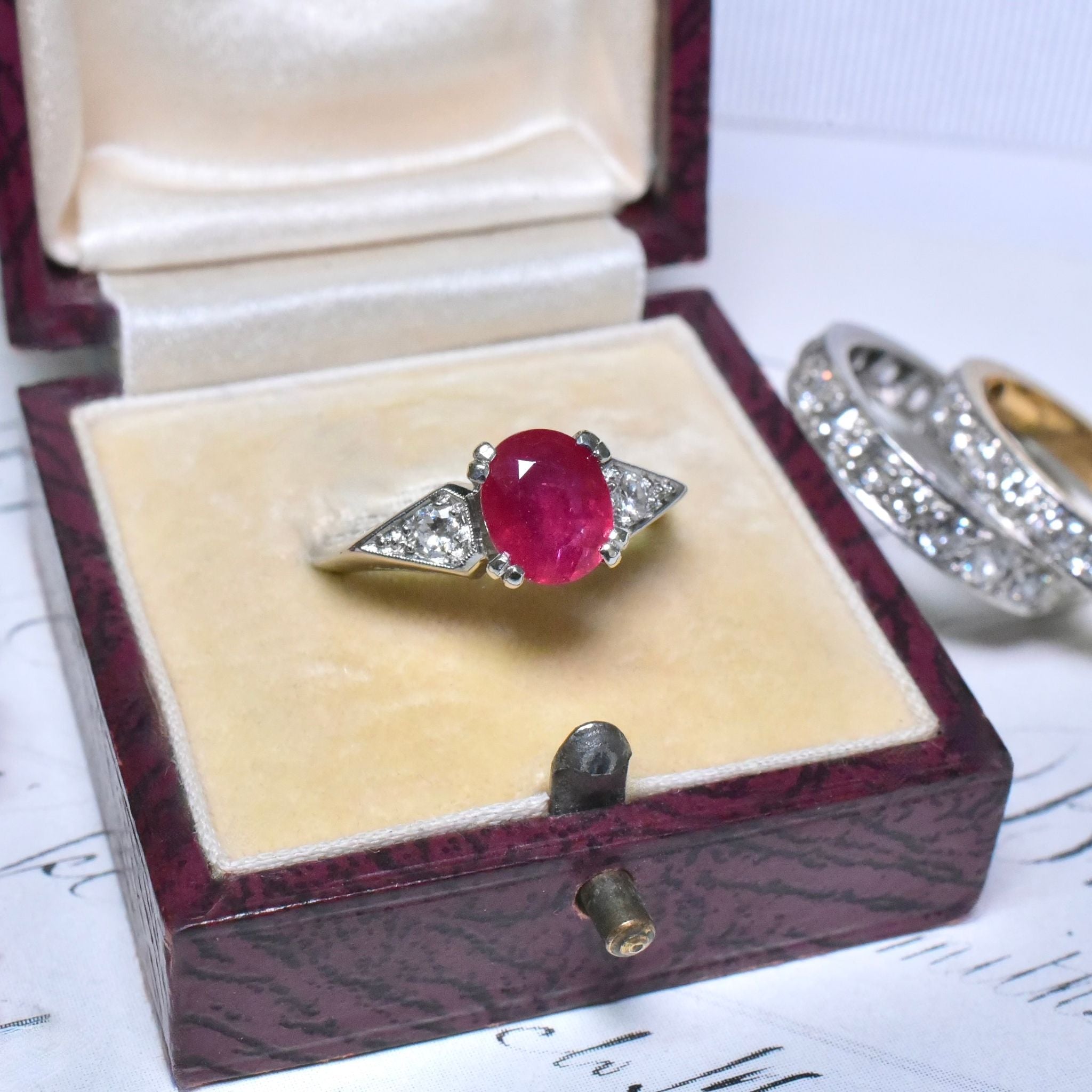 Estate Solid Platinum Ruby (1.40ct) And Diamond Ring Circa 1940’s Included In Purchase Insurance Valuation For $11,500 AUD
