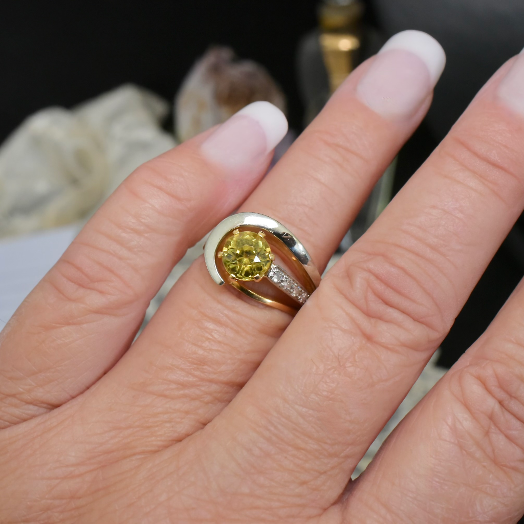 Modern 18ct Yellow Gold Yellow Sapphire And Diamond Ring