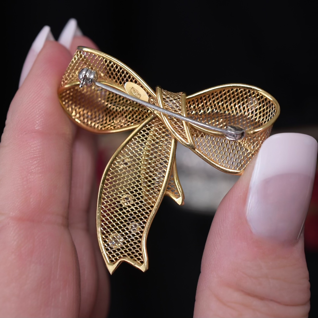 Modern 18ct Yellow And White Gold ‘Bow’ Brooch