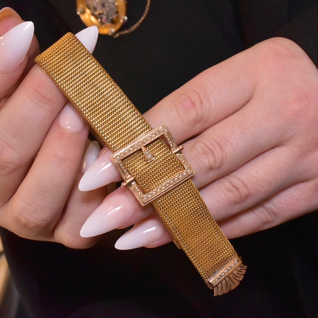 Superb Antique Victorian ‘REGARD’ 15ct Yellow (And Rose) Gold Buckle Bracelet Circa 1890’s