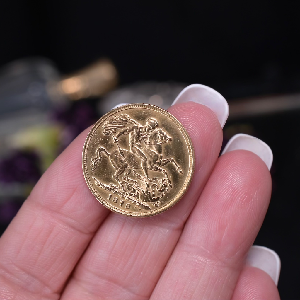Antique 22ct Gold Full St George Sovereign - London Mint - 1878